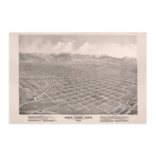 Load image into Gallery viewer, 1875 Salt Lake City Utah Map Poster - Vintage Map of Salt Lake City Wall Art - Panoramic View of Salt City City from the North Looking South-East Poster Print

