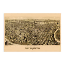 Load image into Gallery viewer, Digitally Restored and Enhanced 1891 Fort Worth Texas Poster Map - Vintage Map of Fort Worth TX Wall Art Decor - Historic Fort Worth Map - Birds Eye View of Old Fort Worth Texas Vintage Map

