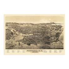 Load image into Gallery viewer, Digitally Restored and Enhanced 1889 Victoria BC Canada Map Poster - Vintage Victoria British Columbia Map of Canada - History Map of Victoria Canada Wall Art - Birds Eye View of Victoria BC Canada Poster
