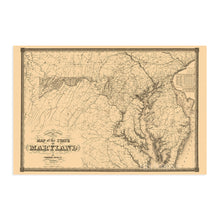 Cargar imagen en el visor de la galería, Digitally Restored and Enhanced 1841 Maryland State Map - Vintage Map of the State of Maryland Wall Art - Vintage Maryland Home Decor Poster Print - Showing Virginia Washington DC Chesapeake Bay
