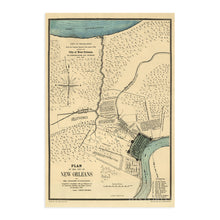 Load image into Gallery viewer, Digitally Restored and Enhanced 1875 New Orleans Louisiana Map - Vintage Map of New Orleans Translated from the Original Spanish Plan Dated 1798 - New Orleans Art Wall Decor Poster Print
