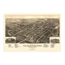 Load image into Gallery viewer, Digitally Restored and Enhanced 1885 Tallahassee Florida Map Poster - Vintage Map of Tallahassee Poster - Old Tallahassee Map - Historic Tallahassee Wall Art - View of Tallahassee FL Leon County
