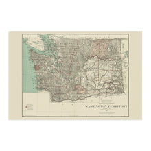 Cargar imagen en el visor de la galería, Digitally Restored and Enhanced 1887 Washington Territory Map - Vintage Washington State Map Poster - History Map of Washington Territory Wall Art
