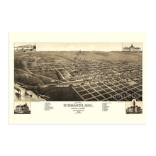 Load image into Gallery viewer, Digitally Restored and Enhanced 1883 Bismarck North Dakota Map - Vintage Bismarck Wall Art - Old Bismarck North Dakota Map - Bird&#39;s Eye View of Bismarck ND &amp; County Seat of Burleigh Poster
