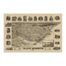 Load image into Gallery viewer, Digitally Restored and Enhanced 1893 Tacoma Washington Map Poster - Vintage Map of Puget Sound - Old Washington State Map Poster - Historic Pierce County Map - Bird&#39;s Eye View of Tacoma Wall Art
