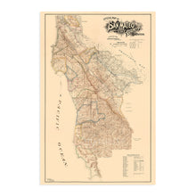 Load image into Gallery viewer, Digitally Restored and Enhanced 1894 San Mateo County California Map Poster - Vintage Map of San Mateo County Wall Art - Old Map of San Mateo County Showing School Districts and Distances

