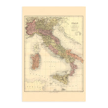 Load image into Gallery viewer, Digitally Restored and Enhanced 1890 Italy Map - Vintage Poster Map of Italy Wall Art - Italy Wall Map History - Old Wall Map of Italy
