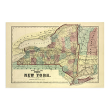 Cargar imagen en el visor de la galería, Digitally Restored and Enhanced 1875 New York State Map - Vintage Map of New York Wall Art - Historic Map of New York - New York State Poster - New York Map Art - Map of New York Poster - NY Map
