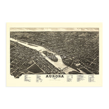 Load image into Gallery viewer, Digitally Restored and Enhanced 1882 Aurora Illinois Map Poster - Vintage Map of Aurora Illinois Wall Art - Chicagoland Map History - Old Bird&#39;s Eye View Map of Illinois Chicago Metropolitan Area

