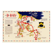 Cargar imagen en el visor de la galería, Digitally Restored and Enhanced 1944 D Day Normandy Map Poster - Vintage Map Wall Art - WW2 Map of the D Day Invasion First 48 Days of Action with 743rd Tank Battalion in France - D Day Poster

