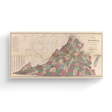 Load image into Gallery viewer, Digitally Restored and Enhanced - 1871 Virginia Map Canvas Art - Canvas Wrap Vintage Virginia Map Poster - Old State of Virginia Map Print - Restored Virginia Wall Art Showing Index of The Population

