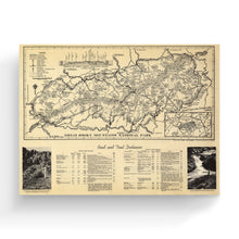 Load image into Gallery viewer, Digitally Restored and Enhanced 1940 Great Smoky Mountains Map Canvas Art - Canvas Wrap Vintage Great Smoky Mountains National Park Wall Art - Old Smoky Mountains Poster - Smoky Mountains Wall Art
