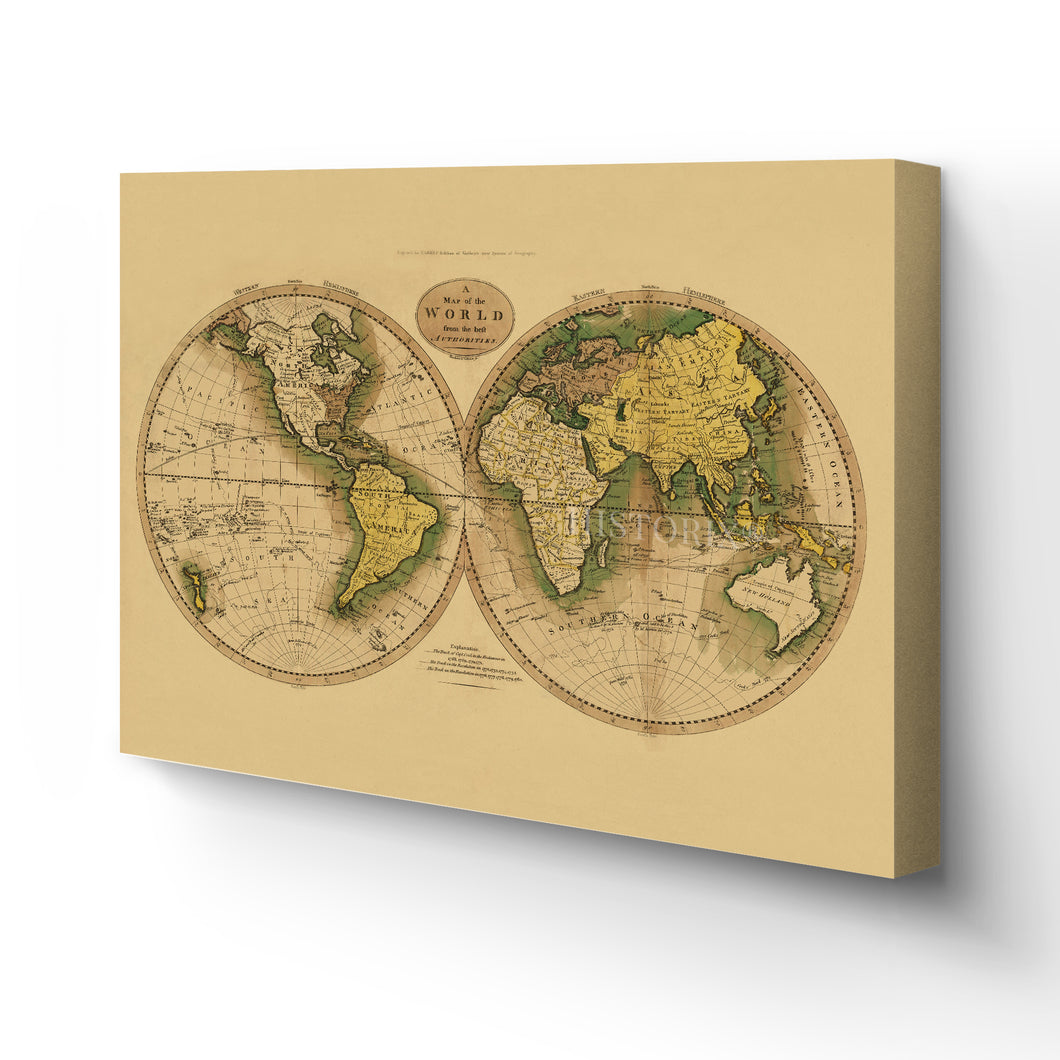 Digitally Restored and Enhanced 1795 Map of the World - Beautiful Wall Decor - Large Vintage World Map - Vintage World Map Poster - Vintage Old World Map (Tan)
