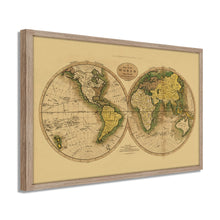 Cargar imagen en el visor de la galería, Digitally Restored and Enhanced 1795 World Map Poster - Framed Vintage World Map Wall Art - Old World Map Wall Decor - History Map of the World - Framed World Map from Best Authorities (Tan)
