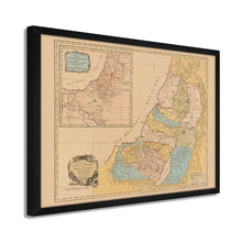 Cargar imagen en el visor de la galería, Digitally Restored and Enhanced 1760 Land of Canaan Palestine Map - Framed Vintage Holy Land Map Poster - Map of the Holy Land Divided Among Twelve Tribes God Promised To Abraham

