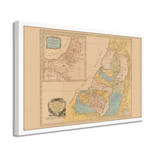 Cargar imagen en el visor de la galería, Digitally Restored and Enhanced 1760 Land of Canaan Palestine Map - Framed Vintage Holy Land Map Poster - Map of the Holy Land Divided Among Twelve Tribes God Promised To Abraham
