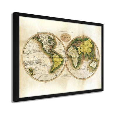 Digitally Restored and Enhanced 1795 World Map Poster - Framed Vintage World Map Wall Art - History Map of the World - Old World Map Wall Decor from Best Authorities (Antique White)