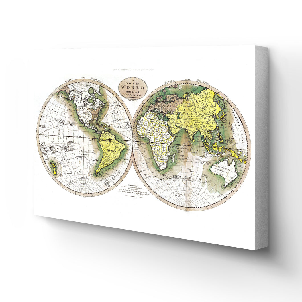Digitally Restored and Enhanced 1795 World Map Canvas Art - Canvas Wrap Vintage World Map Wall Art - Old World Map Poster - Map of the World from Best Authorities (White)