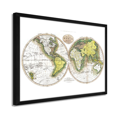 Digitally Restored and Enhanced 1795 World Map Poster - Framed Vintage World Map Wall Art - History Map of the World - Old World Map Wall Decor from Best Authorities (White)