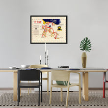 Load image into Gallery viewer, Digitally Restored and Enhanced 1944 D-Day Normandy Map - Framed Vintage D-Day Normandy Wall Art - WW2 Map of Normandy Poster - History Map of Normandy Invasion World War 2 Poster
