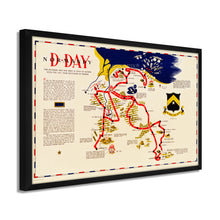 Cargar imagen en el visor de la galería, Digitally Restored and Enhanced 1944 D-Day Normandy Map - Framed Vintage D-Day Normandy Wall Art - WW2 Map of Normandy Poster - History Map of Normandy Invasion World War 2 Poster

