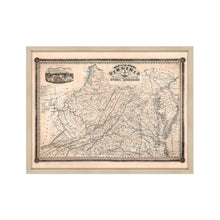 Cargar imagen en el visor de la galería, Digitally Restored and Enhanced 1862 Virginia State Map - Framed Vintage Virginia Map Wall Art - History Map of Virginia Poster - State of Virginia Map Showing Internal Improvements
