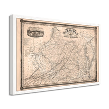 Load image into Gallery viewer, Digitally Restored and Enhanced 1862 Virginia State Map - Framed Vintage Virginia Map Wall Art - History Map of Virginia Poster - State of Virginia Map Showing Internal Improvements
