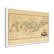 Load image into Gallery viewer, Digitally Resored and Enhanced 1832 Tennessee State Map - Framed Vintage Tennessee Wall Art - History Map of Tennessee State Poster - Framed Tennessee Map Art Taken From Survey
