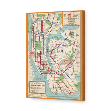 Digitally Restored and Enhanced 1954 New York City Subway Map Canvas - Canvas Wrap Vintage New York Wall Art - NYC Subway Map Poster - NY City Subway Map - History Map of New York City Subway System