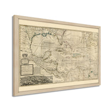 Load image into Gallery viewer, Digitally Restored and Enhanced 1715 West Indies Map - Framed Vintage West Indies Map Poster - Old Map of the West Indies Wall Art - History Map of West Indies The Islands of America
