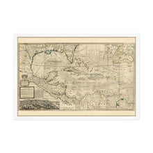 Load image into Gallery viewer, Digitally Restored and Enhanced 1715 West Indies Map - Framed Vintage West Indies Map Poster - Old Map of the West Indies Wall Art - History Map of West Indies The Islands of America
