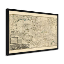 Load image into Gallery viewer, Digitally Restored and Enhanced 1715 West Indies Map - Framed Vintage West Indies Map Poster - Old Map of the West Indies Wall Art - History Map of West Indies The Islands of America
