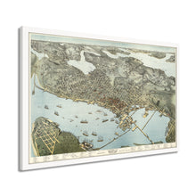 Load image into Gallery viewer, Digitally Restored and Enhanced 1891 Seattle Map Poster - Framed Vintage Seattle Map Wall Art - Old Seattle Map Art - Bird&#39;s Eye View of Seattle &amp; Environs King County Washington
