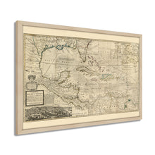 Load image into Gallery viewer, Digitally Restored and Enhanced 1715 West Indies Map - Framed Vintage West Indies Map Poster - Old Map of the West Indies Wall Art - History Map of West Indies The Islands of America
