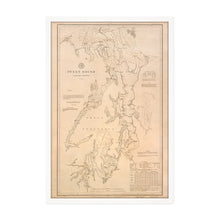 Load image into Gallery viewer, Digitally Restored and Enhanced 1889 Puget Sound Map - 1889 Puget Sound - Framed Vintage Puget Sound Wall Art - Old Puget Sound Nautical Map - History Map of Puget Sound Washington Territory
