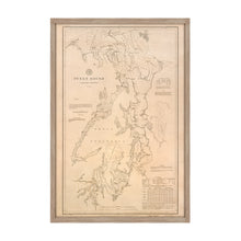 Load image into Gallery viewer, Digitally Restored and Enhanced 1889 Puget Sound Map - 1889 Puget Sound - Framed Vintage Puget Sound Wall Art - Old Puget Sound Nautical Map - History Map of Puget Sound Washington Territory
