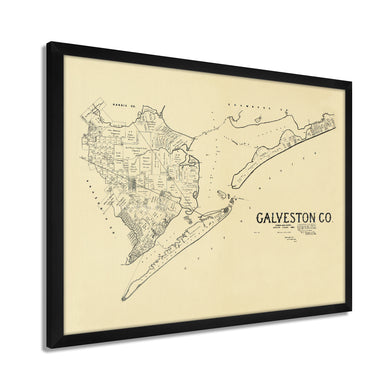 Digitally Restored and Enhanced 1892 Galveston Texas Map - Framed Vintage Galveston Wall Art - Old Galveston TX Map - History Map of Galveston Texas - Framed Galveston County Map