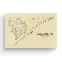 Load image into Gallery viewer, Digitally Restored and Enhanced 1892 Galveston Texas Map Canvas Art - Canvas Wrap Vintage Galveston Wall Art - History Map of Galveston Texas - Old Map of Galveston County Texas Showing Landownership
