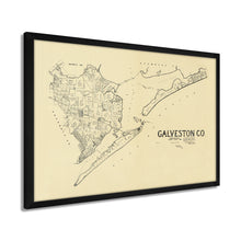Load image into Gallery viewer, Digitally Restored and Enhanced 1892 Galveston Texas Map - Framed Vintage Galveston Wall Art - Old Galveston TX Map - History Map of Galveston Texas - Framed Galveston County Map
