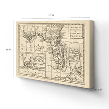 Load image into Gallery viewer, Digitally Restored and Enhanced 1763 Florida Map Canvas Art - Canvas Wrap Vintage Florida Map Poster - History Map of Florida State - The New Governments of East &amp; West Florida Map Wall Art
