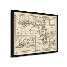Load image into Gallery viewer, Digitally Restored and Enhanced 1763 Florida Map Poster - Framed Vintage Florida Map Wall Art - History Map of Florida State - The New Governments of East &amp; West Florida Wall Map
