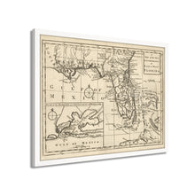 Load image into Gallery viewer, Digitally Restored and Enhanced 1763 Florida Map Poster - Framed Vintage Florida Map Wall Art - History Map of Florida State - The New Governments of East &amp; West Florida Wall Map
