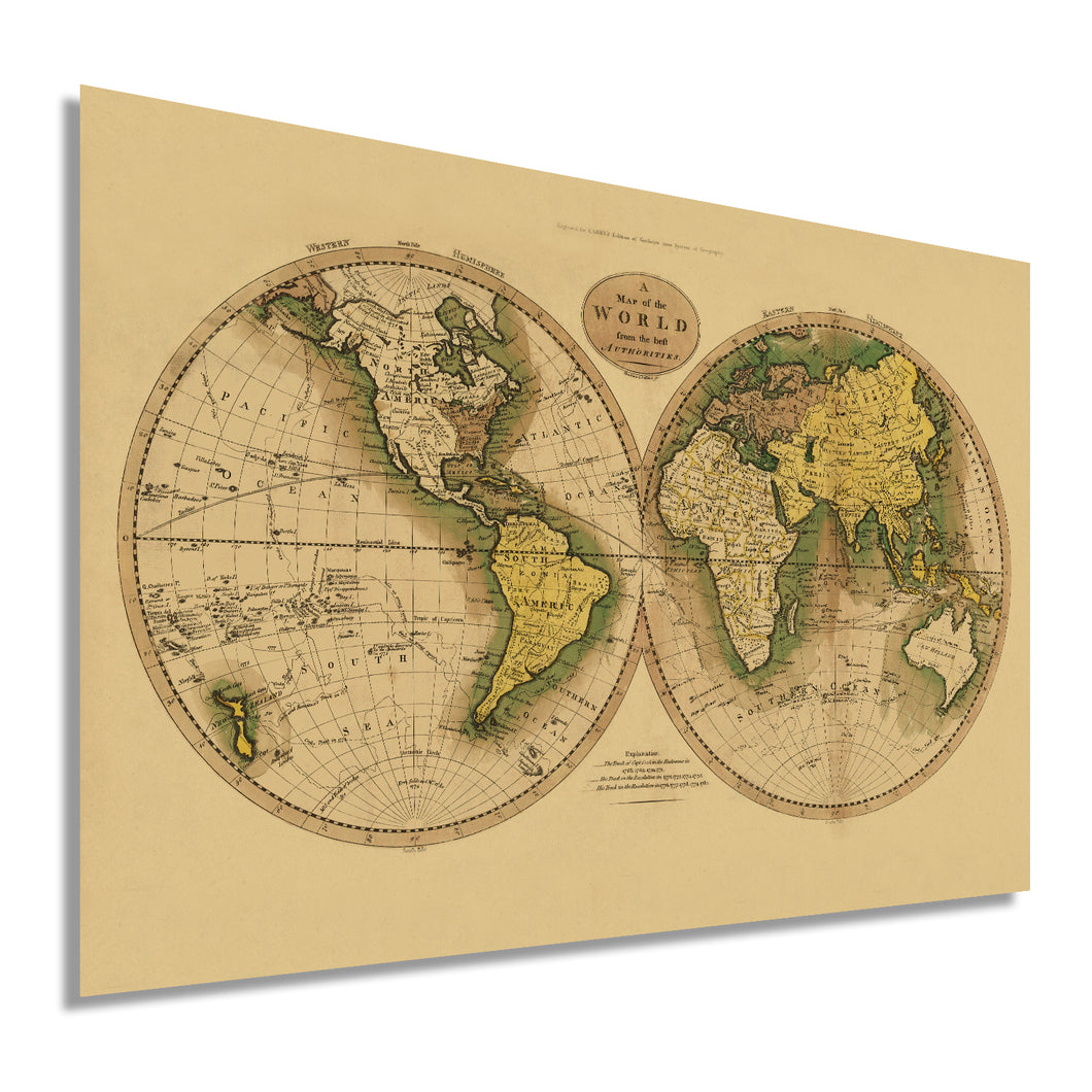 Digitally Restored and Enhanced 1795 Map of the World - Vintage Map Wall Art - Beautiful Wall Decor - Large Vintage World Map - Vintage World Map Poster - Vintage Old World Map (Tan)