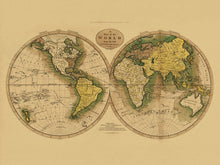 Load image into Gallery viewer, Digitally Restored and Enhanced 1795 Map of the World - Vintage Map Wall Art - Beautiful Wall Decor - Large Vintage World Map - Vintage World Map Poster - Vintage Old World Map (Tan)
